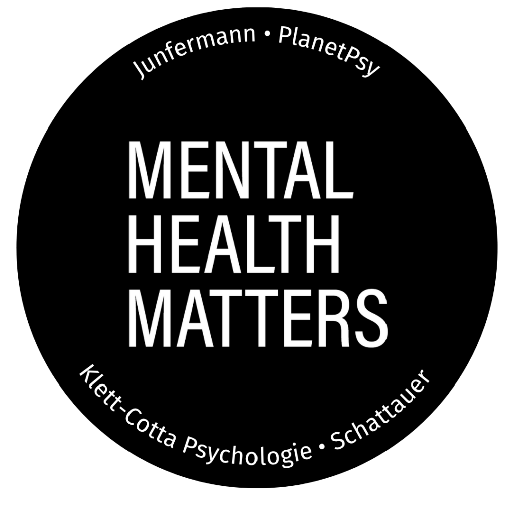 Schwarzer Button mit weißer Aufschrift: "Mental Health Matters"